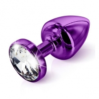 Анальная пробка Diogol ANNI round purple 30мм, с кристаллом Swarovsky