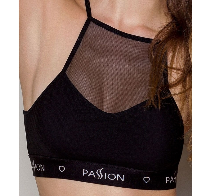 Спортивный топ с прозрачной вставкой Passion PS006 TOP black, size L