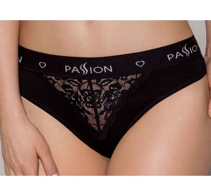 Трусики с широкой резинкой и кружевом Passion PS001 PANTIES black, size L