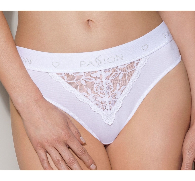 Трусики с широкой резинкой и кружевом Passion PS001 PANTIES white, size L