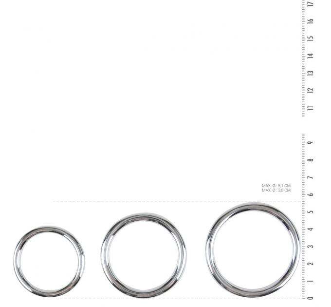 Набор металлических эрекционных колец Sinner Gear Unbendable - Cock/Ball Ring & Glans Ring Set