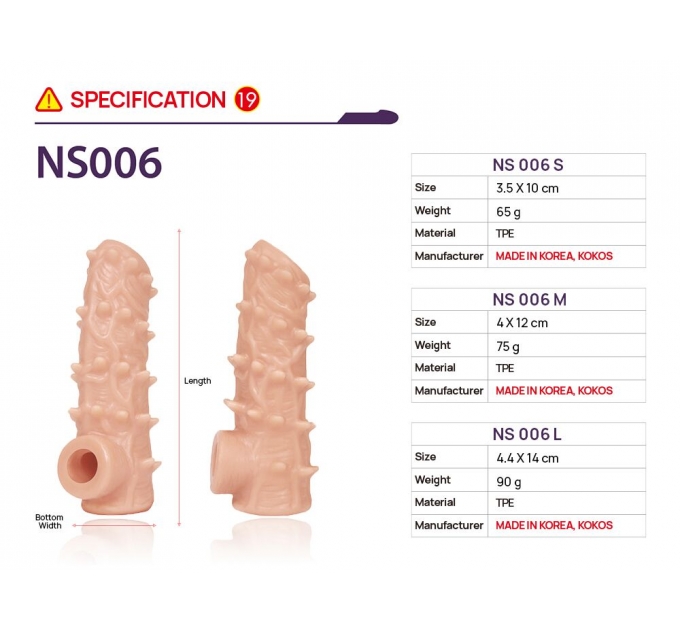 Насадка на член Kokos Nude Sleeve NS 006 M