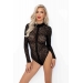 Боди Noir Handmade F287 Leopard flock bodysuit with long sleeves - M