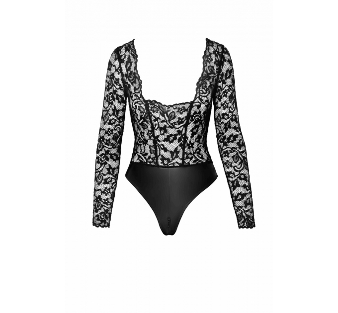 Боди Noir Handmade F296 Psyche bodysuit of lace and wetlook - 3XL