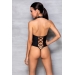 Боди из эко-кожи с имитацией шнуровки и открытым доступом Nancy Body black S/M - Passion