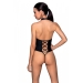 Боди из эко-кожи с имитацией шнуровки и открытым доступом Nancy Body black S/M - Passion