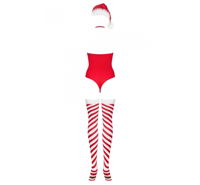 Боди Obsessive Kissmas teddy red S/M