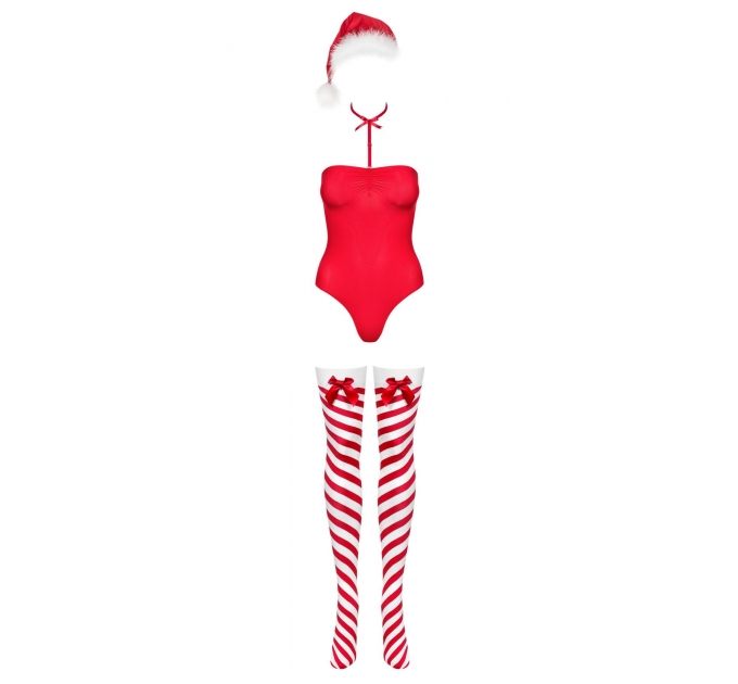 Боди Obsessive Kissmas teddy red S/M