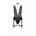 Боди Noir Handmade F297 Libido Deep-V bodysuit with collar, pearl chain and garter - S