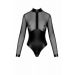 Боди Noir Handmade F321 Edge wetlook and mesh body with rings - L