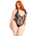 Боди Leg Avenue Floral lace deep-V teddy Black 1X/2X