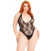 Боди Leg Avenue Floral lace deep-V teddy Black 1X/2X