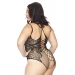 Leg Avenue Net and lace crotchless teddy Black 1X-2X