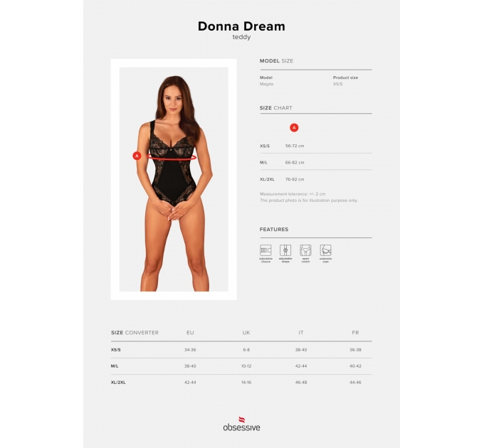 Obsessive Donna Dream crotchless teddy XL/2XL