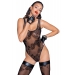 Боди Noir Handmade F242 Tulle body with patterned flock embroidery - XL