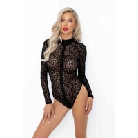 Боди Noir Handmade F287 Leopard flock bodysuit with long sleeves - S