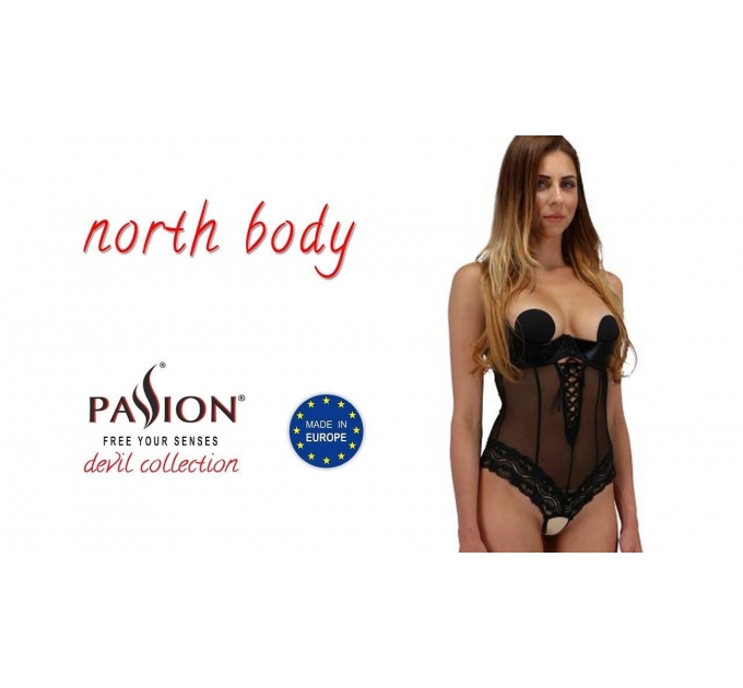 Боди с открытой грудью NORTH BODY black XXL/XXXL - Passion Exclusive