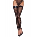 Чулки Noir Handmade F243 Tulle stockings with patterned flock embroidery - XL