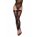 Чулки Noir Handmade F243 Tulle stockings with patterned flock embroidery - XL