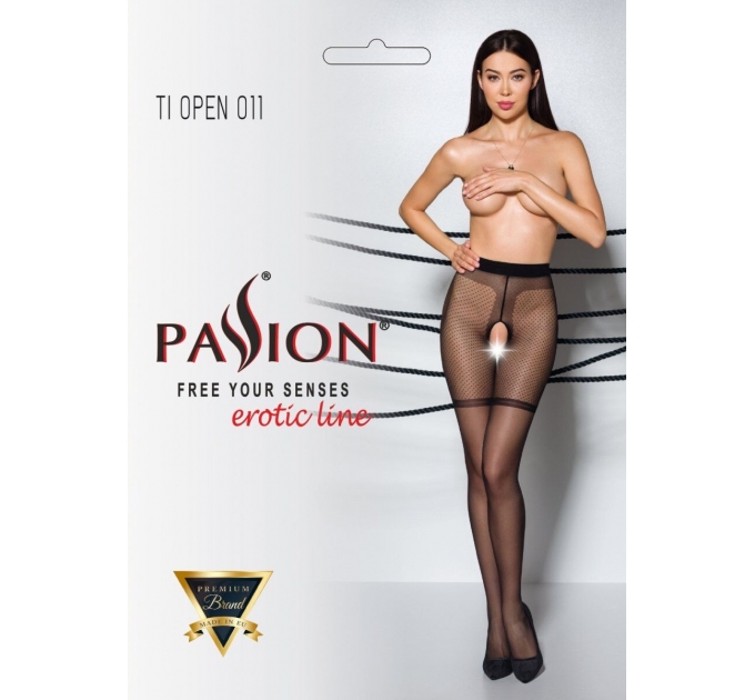 Колготки с открытым доступом Passion TIOPEN 011 black 1/2 (20 den), с контрастными шортикам