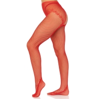 Чулки Leg Avenue Crotchless Net Tights with Heart Backseam Red One Size