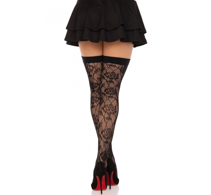 Чулки Leg Avenue Wild rose net thigh highs One Size