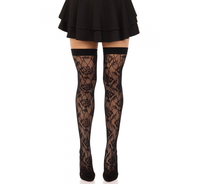 Чулки Leg Avenue Wild rose net thigh highs One Size