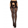 Чулки Leg Avenue Eyelet lace suspender hose Black One Size