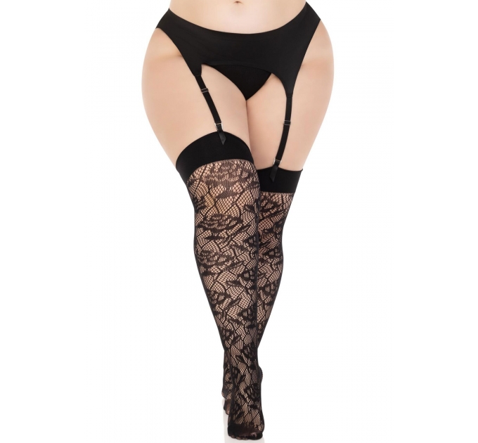 Чулки Leg Avenue Wild rose net thigh highs 1X/2X