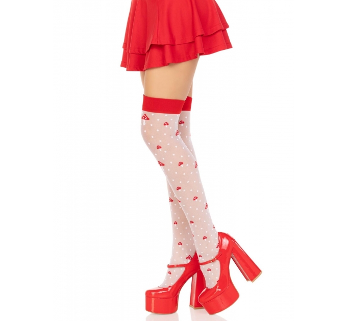 Чулки Leg Avenue Polka Dot Mushroom Thigh Highs One Size