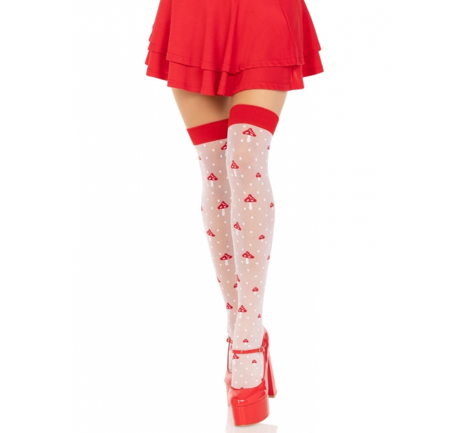 Чулки Leg Avenue Polka Dot Mushroom Thigh Highs One Size