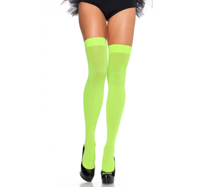 Leg Avenue Opaque Nylon Thigh Highs OS Neon Green