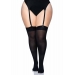 Leg Avenue Nylon Thigh Highs + PLUS SI Black