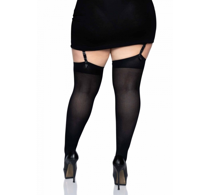 Leg Avenue Nylon Thigh Highs + PLUS SI Black