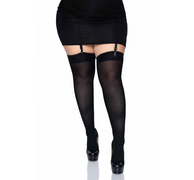 Leg Avenue Nylon Thigh Highs + PLUS SI Black