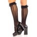 Носочки ажурные с рюшами Leg Avenue Sweetheart Ruffle Cuff Knee Highs Black, высокие