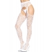 Leg Avenue Heart net suspender hose OS White