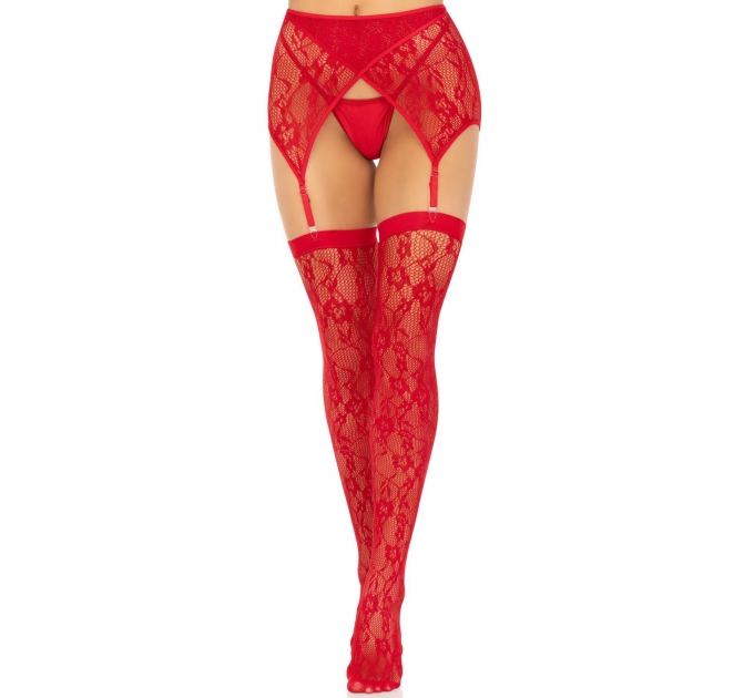 Чулки Leg Avenue Leg Avenue Lace thigh highs & garterbelt Red One Size