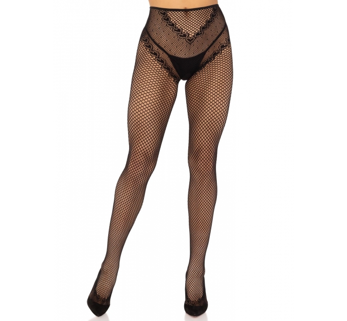 Чулки Leg Avenue Crotchless Net Tights with Heart Backseam Black One Size