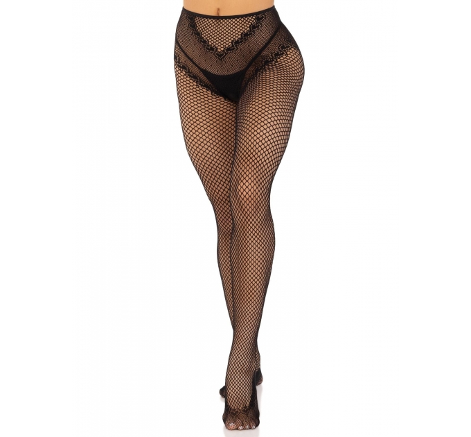 Чулки Leg Avenue Crotchless Net Tights with Heart Backseam Black One Size