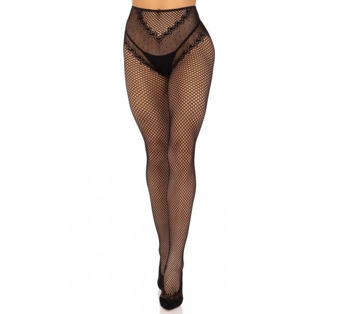 Чулки Leg Avenue Crotchless Net Tights with Heart Backseam Black One Size