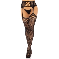 Чулки Leg Avenue French Rose Backseam Garter Belt Stockings Black One Size