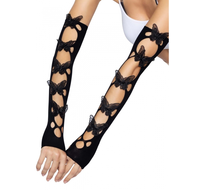 Leg Avenue Butterfly applique arm warmers Black