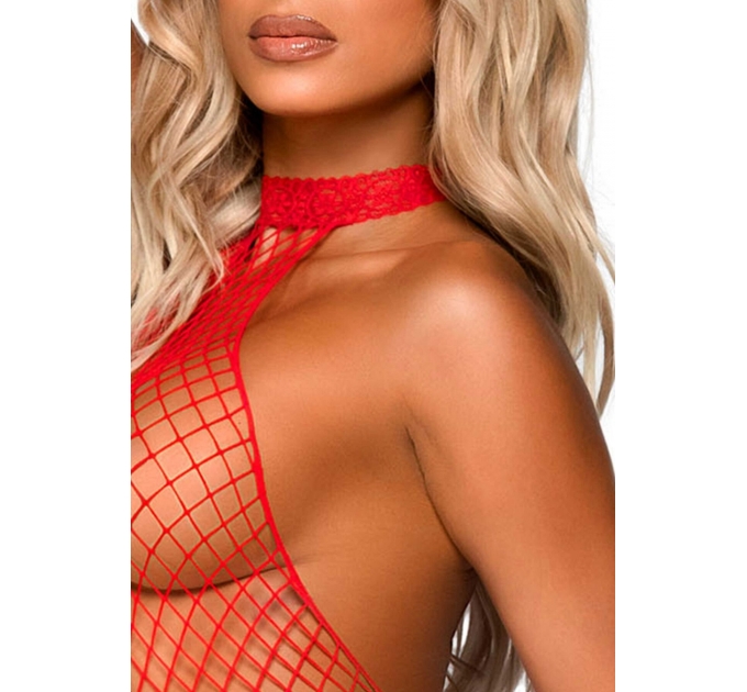 Бодистокинг Leg Avenue Racer neck bodystocking Red