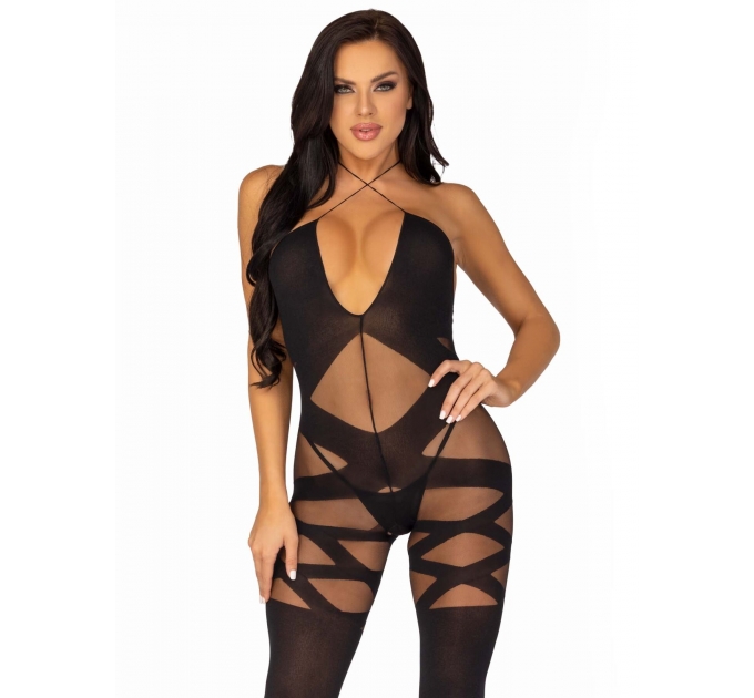 Leg Avenue Illusion halter bodystocking Black O/S