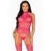 Leg Avenue High neck lace bodystocking Raspberry O/S