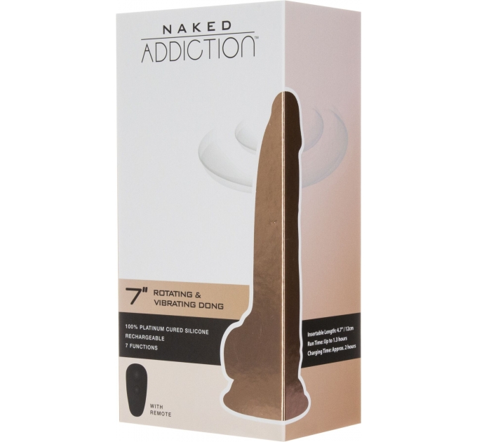 Фаллоимитатор ADDICTION - Naked - 7" Rotating & Vibrating Dildo with Remote - Vanilla