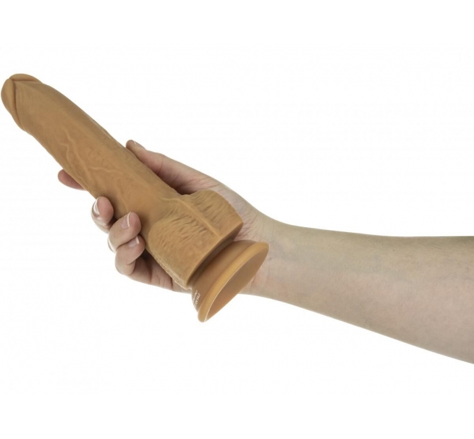 Фаллоимитатор с пульсацией Naked ADDICTION Dominic 9″ Caramel, пульт ДУ, диаметр 4,2 см