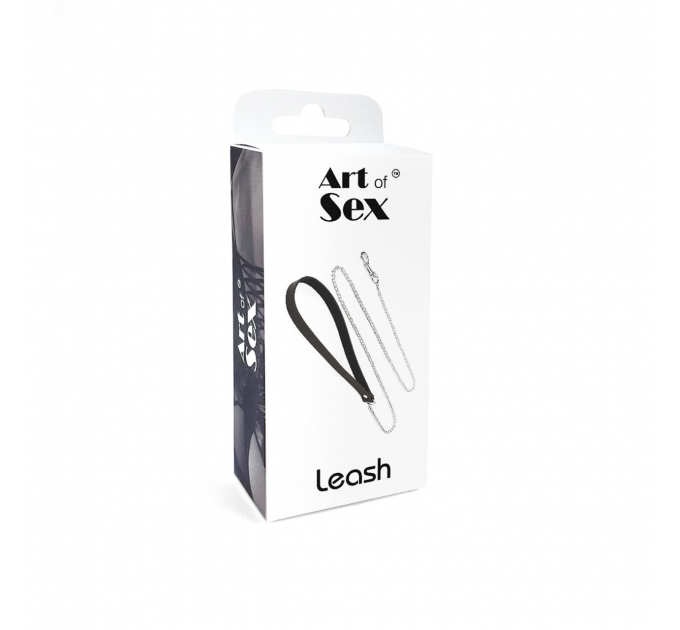 Поводок на цепочке из натуральной кожи Art of Sex - Leash, Черный