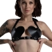 Лиф Сердце из натуральной кожи Feral Feelings - Hearts Bra Black